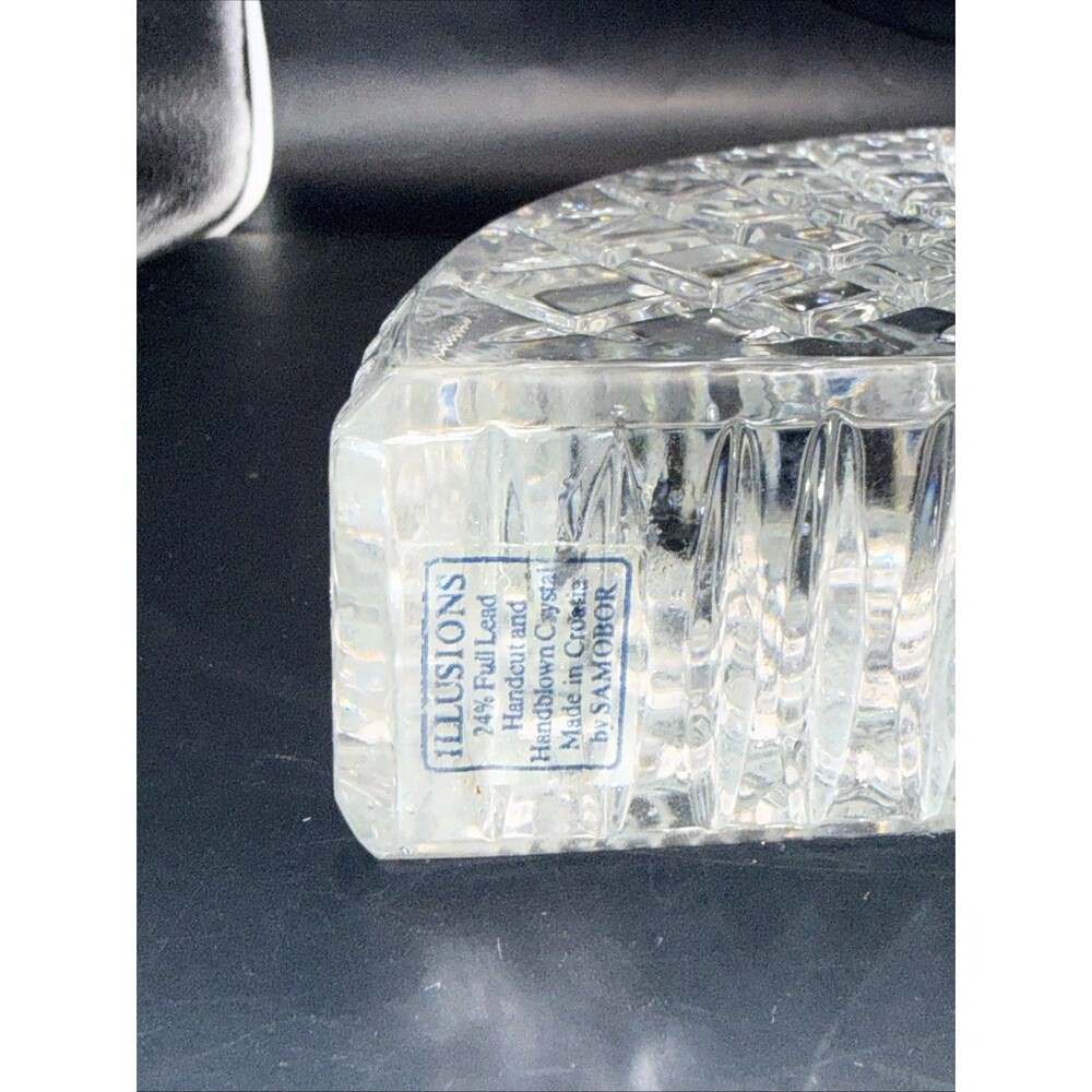 ILLUSIONS BY SAMOBOR 24% FULL LEAD HANDCUT HANDBLOWN FAN SHAPED CRYSTAL BOOKENDS - Picture 5 of 6